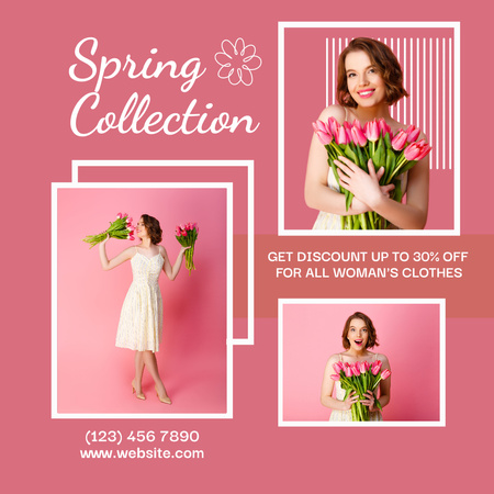 女性のための春のセールのコラージュ Instagram ADデザインテンプレート