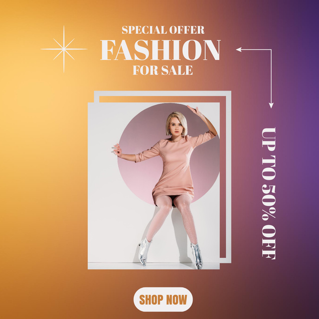 Fashion Collection Sale with Stylish Young Woman Instagram Design Template