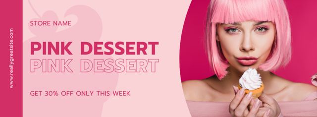 Tempting Pink Desserts Facebook cover Šablona návrhu