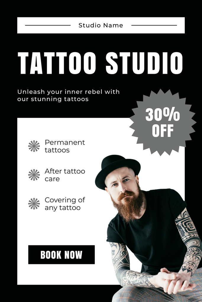 Aftercare And Covering Service In Tattoo Studio With Discount Pinterest Tasarım Şablonu