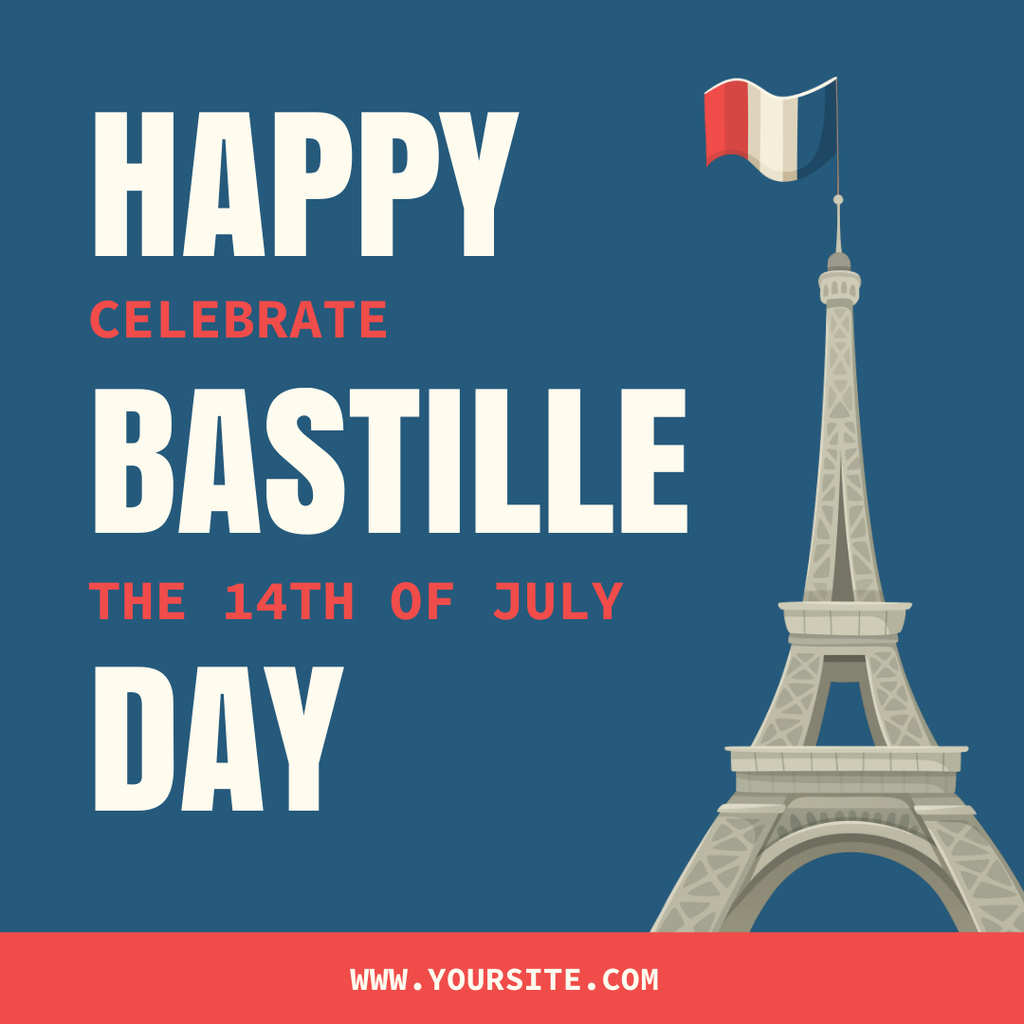 Eifel Tower for Bastille Day Greeting Instagram tervezősablon