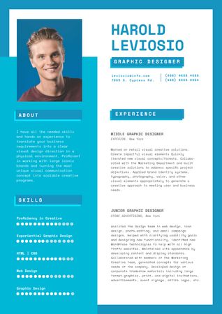 Modèle de visuel Professional Graphic Designer Profile - Resume