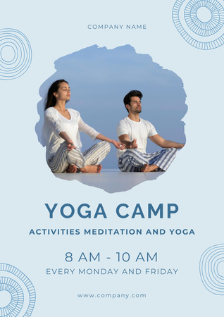 Young Couple Practicing Yoga Poster A3 Design Template
