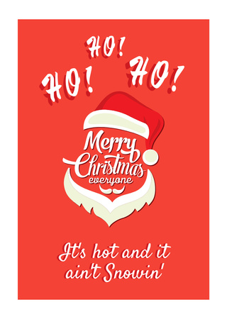 Christmas In July With Santa Ho Ho Ho Postcard A6 Vertical Design Template