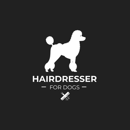 Kuaför için Siyah Köpek Amblemi Animated Logo Tasarım Şablonu