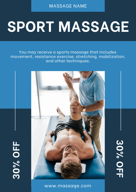 Discount for Sports Massage Services Poster Πρότυπο σχεδίασης