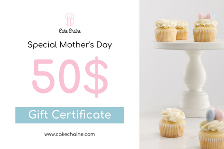 Offer of Yummy Cupcakes on Mother's Day Gift Certificate Design Template