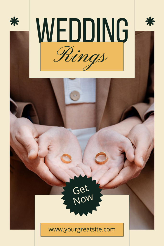 Sale of Wedding Rings with Couple in Love Pinterestデザインテンプレート