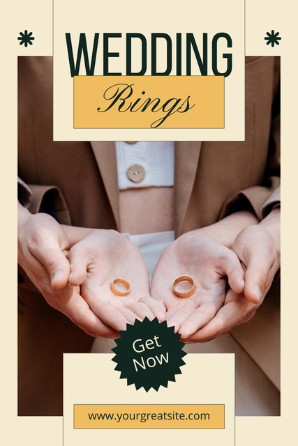 Ontwerpsjabloon van Pinterest van Sale of Wedding Rings with Couple in Love