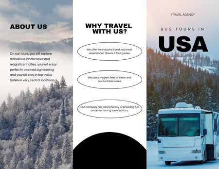 Bus Travel Tours to USA Brochure 8.5x11in Z-fold Design Template