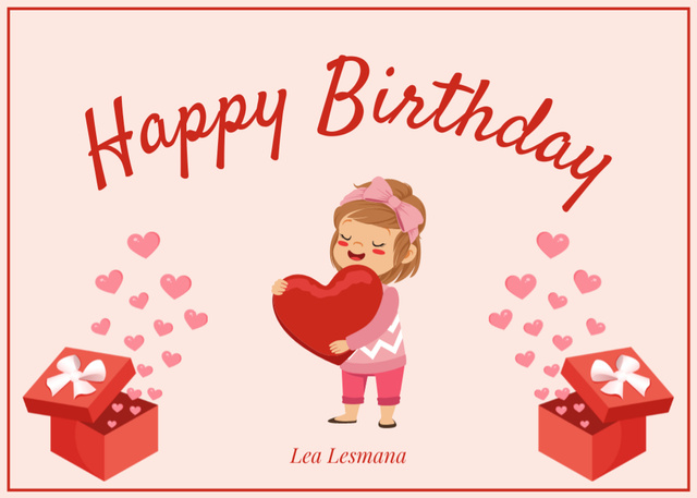 Happy Birthday Greetings with Cute Cartoon Baby Postcard 5x7in tervezősablon