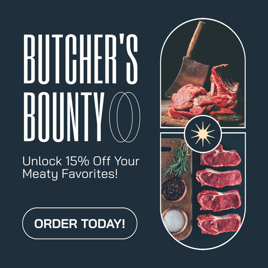 Delicious Meat in Butcher Shop Instagram Design Template