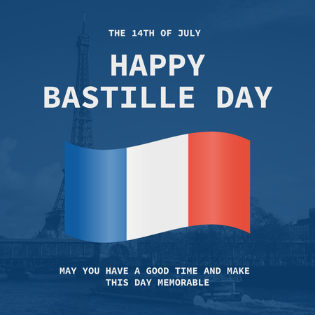 Plantilla de diseño de saludo patriótico del día de la bastilla Instagram 