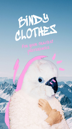 Ontwerpsjabloon van Instagram Video Story van kleding ad met grappige papegaai