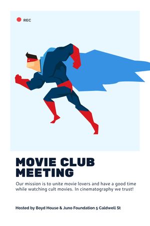 Movie Club találkozó ember szuperhős-jelmezben Tumblr tervezősablon
