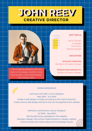 Навыки и опыт креативного директора Resume – шаблон для дизайна