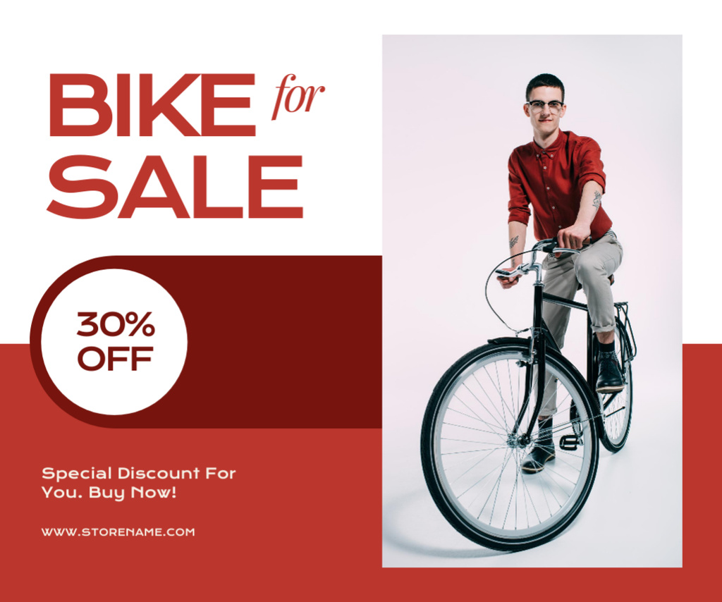 Bikes for Sale Ad on Red Medium Rectangle Design Template