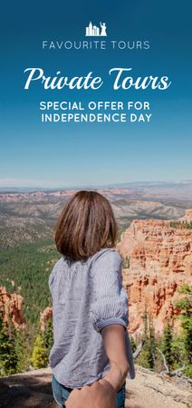 USA Independence Day Tours Offer with Woman in Canyon Flyer DIN Large Design Template