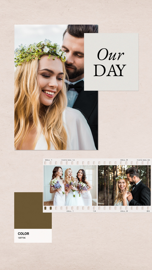 Happy Couple celebrating Wedding on Nature Instagram Story Design Template