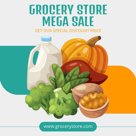 Mega Sale in Grocery Store Instagram Design Template