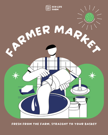 Marketplace Milk Sale Announcement with Milkman Instagram Post Vertical Design Template