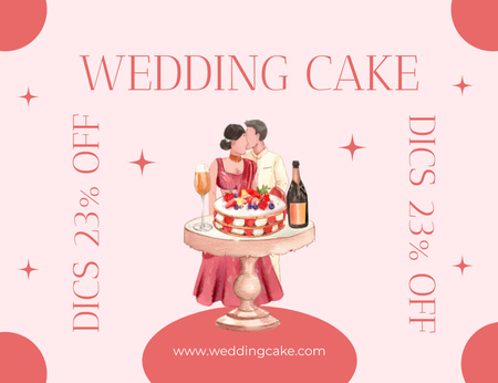 Cake for Wedding Party Thank You Card 5.5x4in Horizontal Tasarım Şablonu