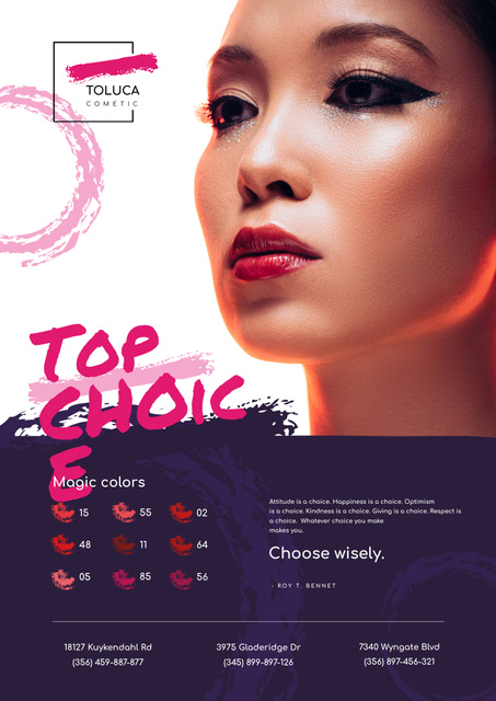 Lipstick Ad with Woman with Bright Lips Poster B2 Πρότυπο σχεδίασης