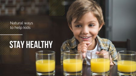Boy with juice in glasses Presentation Wide Design Template