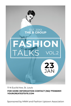 Fashion talks announcement with Stylish Woman Invitation 6x9in Design Template