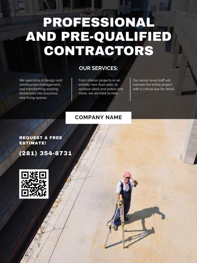 Plantilla de diseño de Professional and Pre-qualified Contractors Poster US 