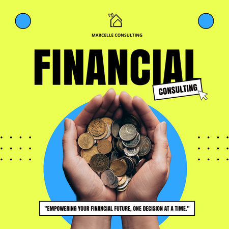 Financial Consulting Services with Coins in Hands Instagram Design Template