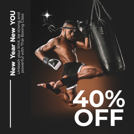 Discount Offer with Man in Boxing Gloves Instagram Design Template