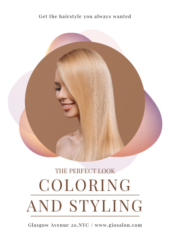  Advertisement for Hair Coloring and Styling Services A4 Πρότυπο σχεδίασης