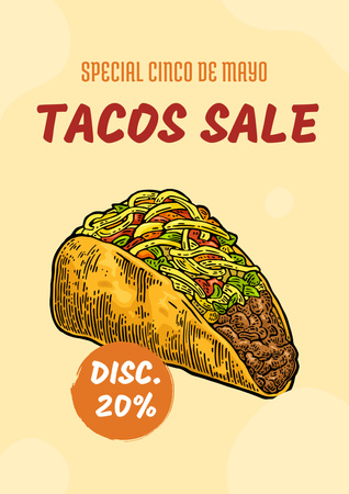 Special Discount For Tacos On Cinco de Mayo Celebration Poster A3 – шаблон для дизайну