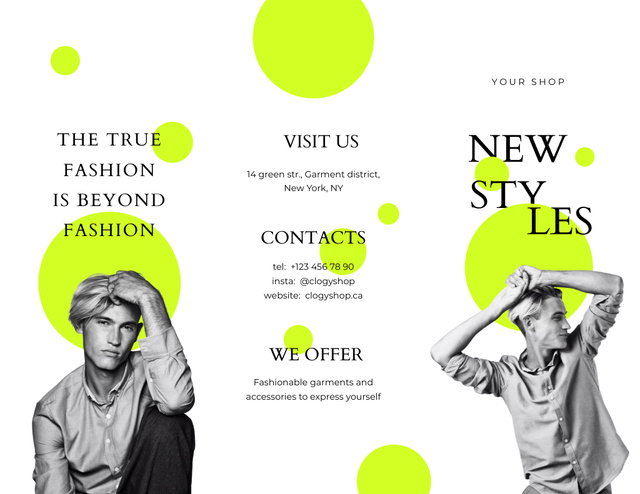 Fashion Ad with Stylish Men Brochure 8.5x11inデザインテンプレート