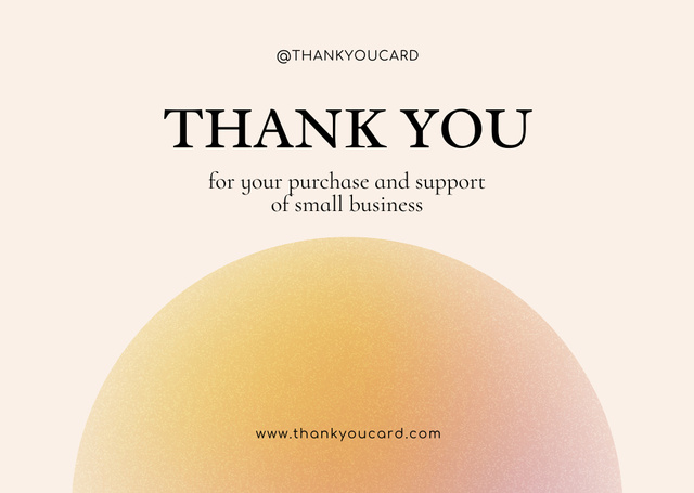 Plantilla de diseño de Thank you Phrase for Supporting Small Business Card 