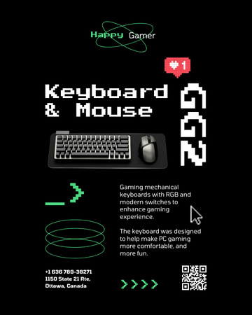 Keyboard and Mouse for Gaming Poster 16x20in Šablona návrhu