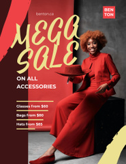 Mega Sale Announcement with African American Woman in Red