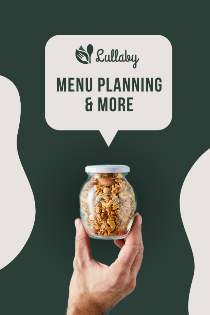 Healthy Menu Planning Offer with Jar of Granola in Hand Flyer 4x6in Modelo de Design