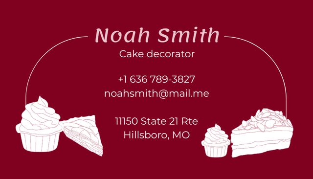 Creative Cake Decorator Service Promotion Business Card US Šablona návrhu