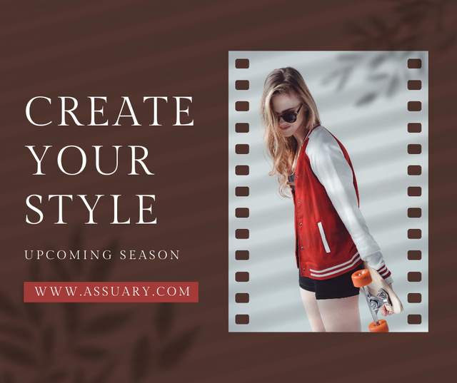 Template di design Young Stylish Woman with Skateboard Facebook