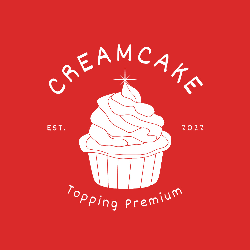 Premium Bakery Shop Emblem With Cream Cupcake Logo Tasarım Şablonu