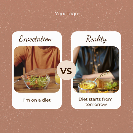 Ontwerpsjabloon van Animated Post van Expectation and Reality about Diet
