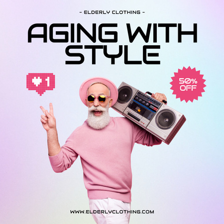Age-Friendly Accessories And Clothing With Discount Instagram Design Template