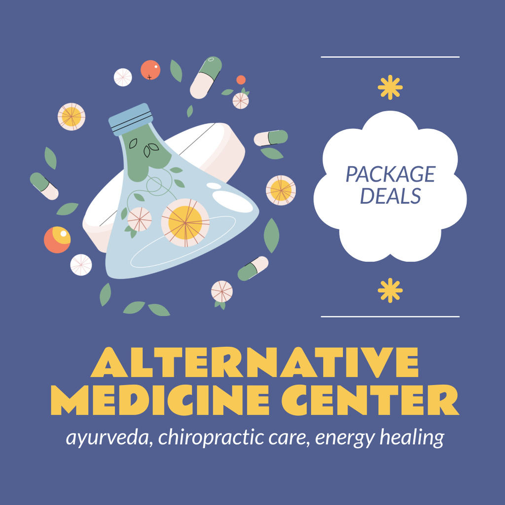 Alternative Medicine Center With Package Deals On Energy Healing LinkedIn post Design Template
