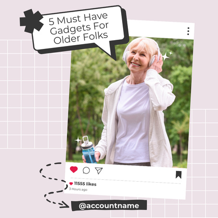 Nabídka užitečných gadgetů pro seniory Instagram Šablona návrhu