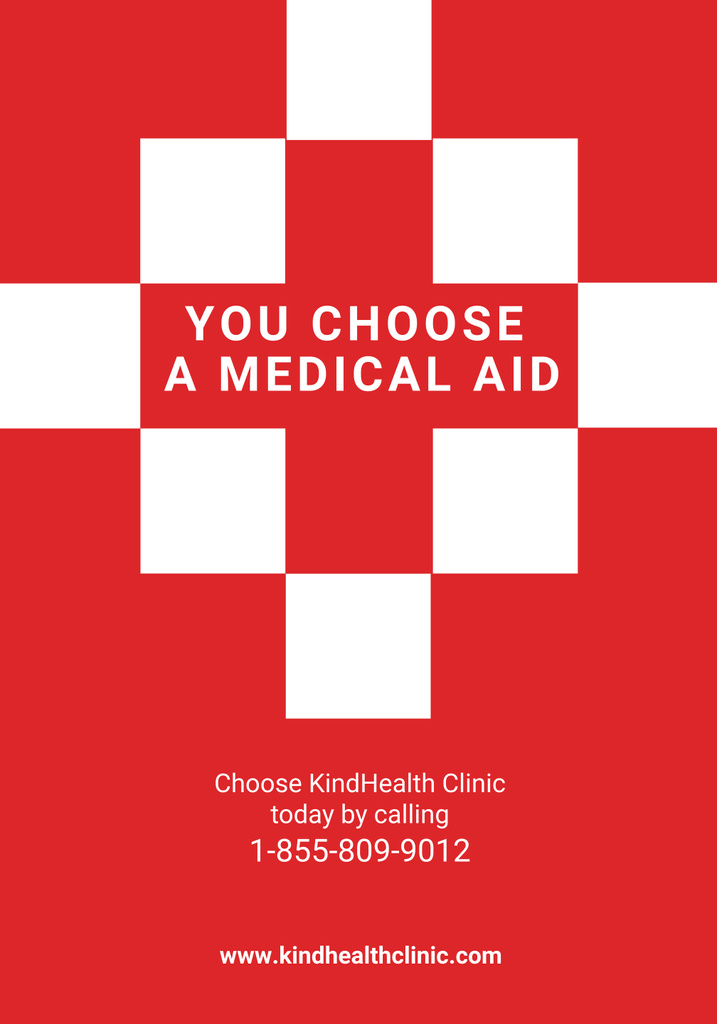 Laconic Medical Clinic Offer with Red Cross Poster 28x40in Design Template