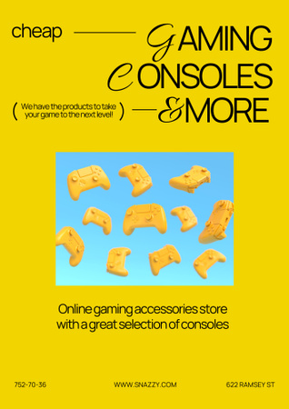 Gaming Gear Ad on Yellow Poster B2デザインテンプレート