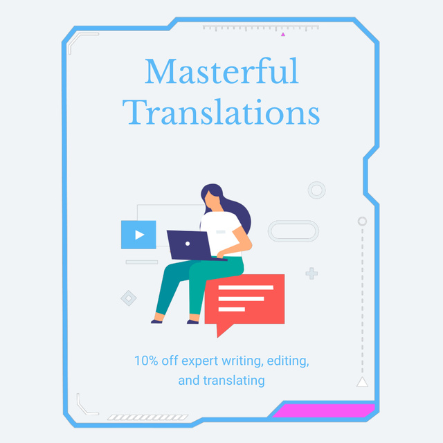 Master Level Translations With Discount Offer Animated Post Modelo de Design