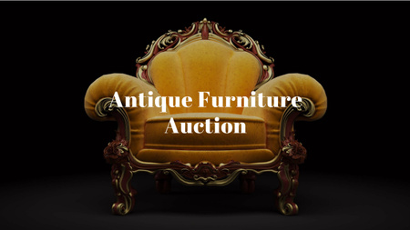 Ontwerpsjabloon van Youtube van Antiek meubelveiling met luxe gele fauteuil